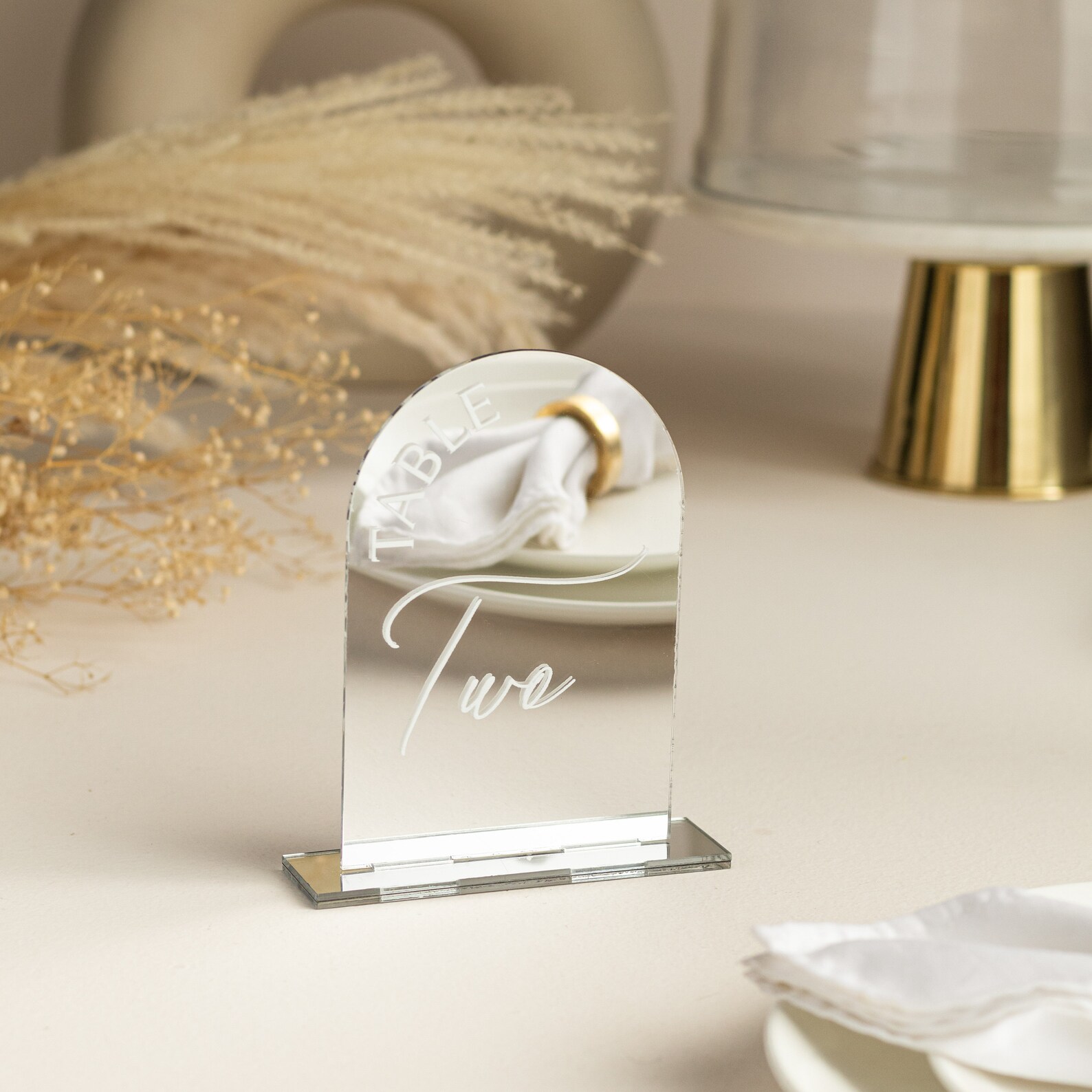 Mirrored Table Numbers Mirror Rose Gold Table Numbers, Arch Table Numbers | Acrylic Table ...