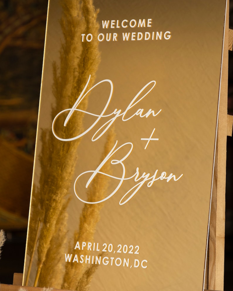 Gold Mirror Acrylic Sign Gold Mirror Wedding Signage Etsy