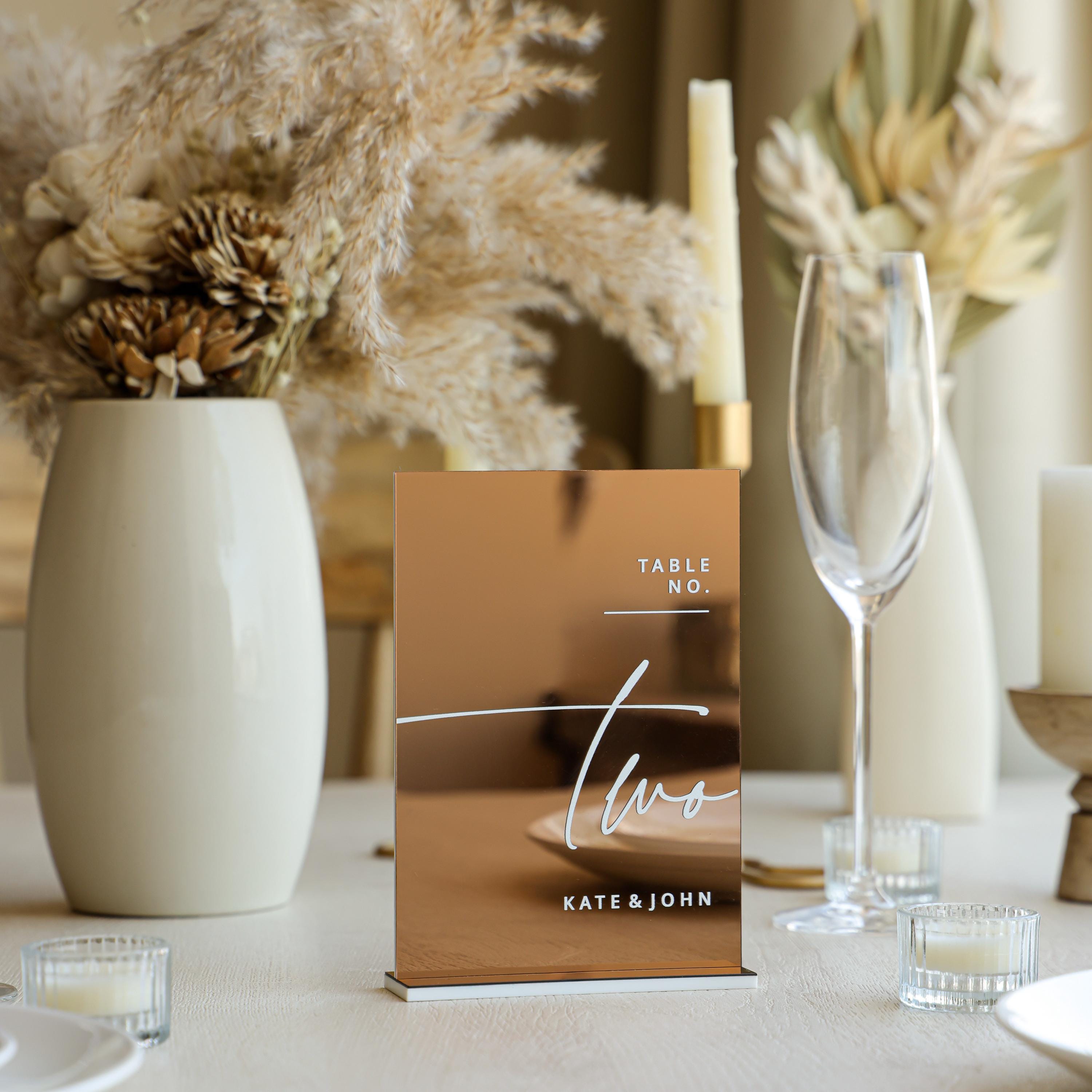 Mirrored Table Numbers Mirror Table Numbers - Wedding Table Numbers With Stands - Reception ...