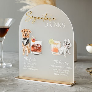 Cartello per bevande esclusive, cartello per bevande esclusive per animali domestici, cartello per bevande esclusive per cani, cartello per bar per matrimoni con cani, cartello per bar per animali domestici in acrilico, bevande esclusive per cani immagine 2