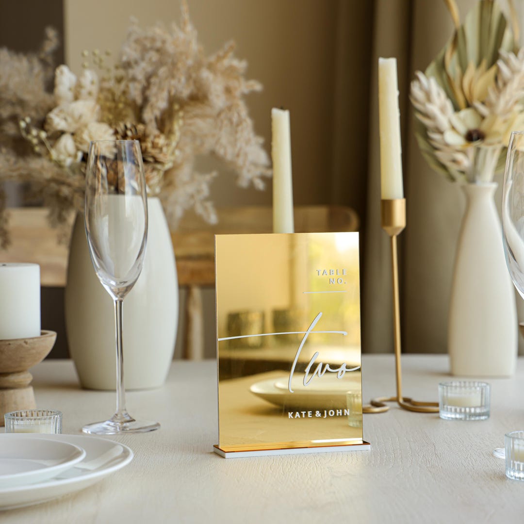 Mirrored Table Numbers Mirror Table Numbers - Wedding Table Numbers With Stands - Reception ...