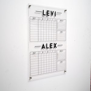Personalized Chore Chart for 2 Kids, Acrylic Dry Erase Board, Family ...