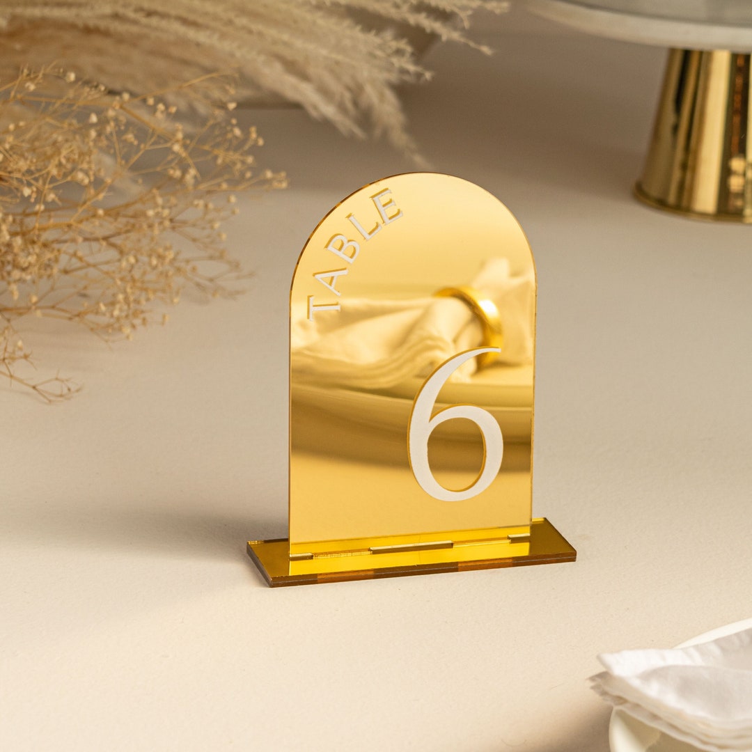 Mirror Gold Acrylic Table Numbers Arch Table Numbers Acrylic Table