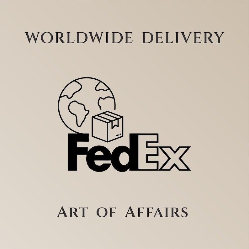 May include: The image features the FedEx logo in black, with a globe and a package icon above it. The words "WORLDWIDE DELIVERY" and "ART OF AFFAIRS" are also present in the image.