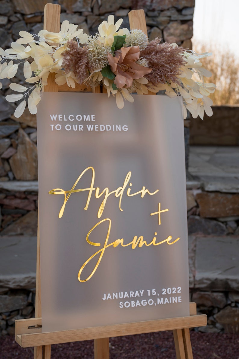 Frosted Acrylic Wedding Welcome Sign ,Acrylic Welcome Sign, Wedding Signage, Acrylic Wedding Sign, 3D Welcome Sign, Custom Wedding Sign image 4