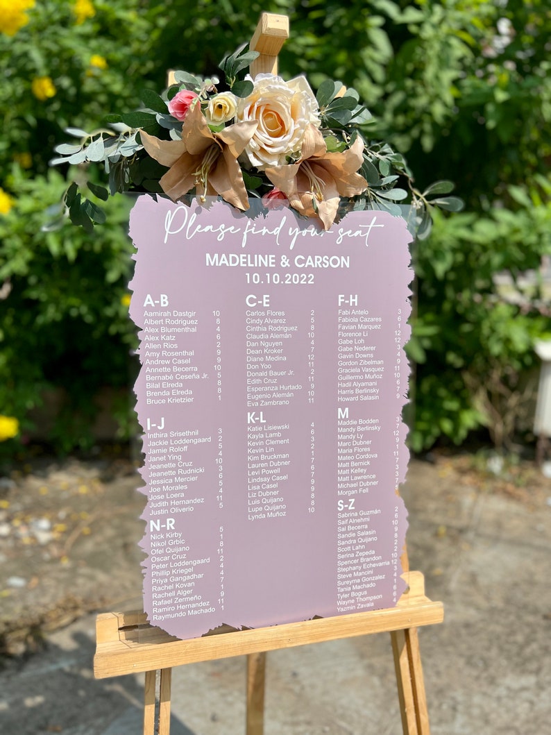 Painted Back Seating Chart Wedding Seating Chart Wedding Etsy