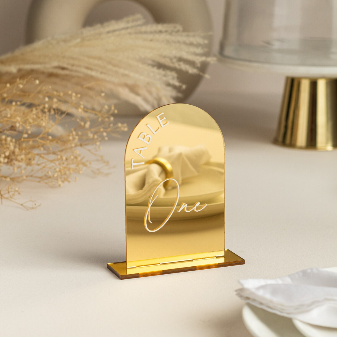 Mirrored Table Numbers Mirror Rose Gold Table Numbers, Arch Table Numbers | Acrylic Table ...