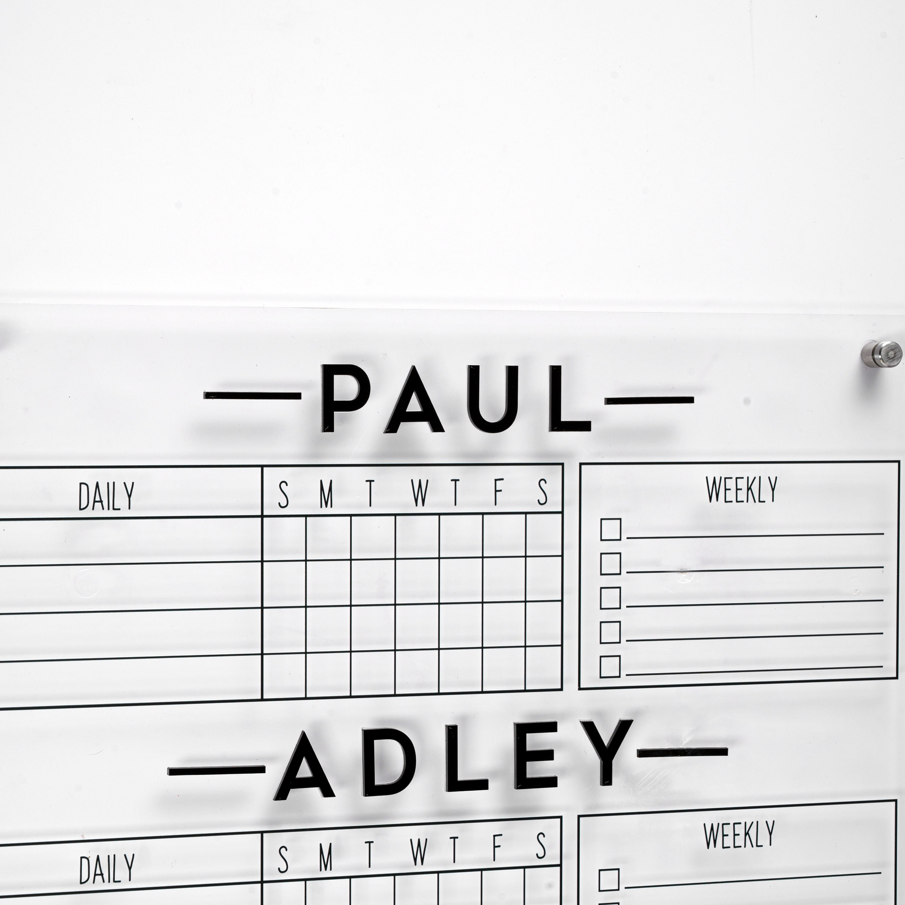 Personalized Chore Chart for Four Kids, Acrylic Dry Erase Board, Family ...