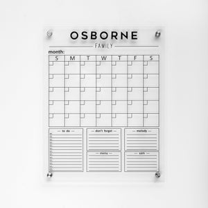 Dry Erase Monthly Calendar, Personalize Wall Planner, Acrylic Family Planner, Weekly Wall Calendar 2023 with Marker,GOLD Text Family Planner