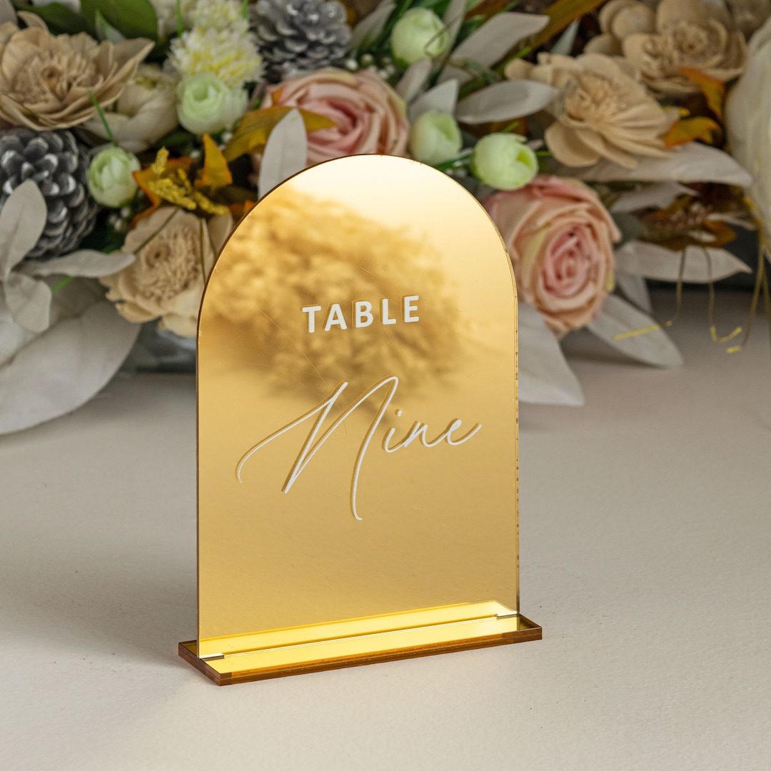Mirror Gold Acrylic Table Numbers Arch Table Numbers Acrylic Table