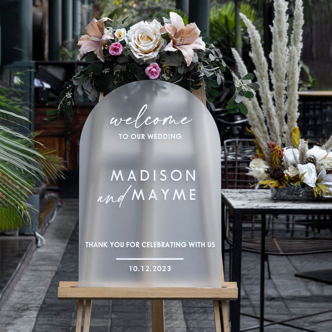 Frosted Acrylic Wedding Welcome Sign, Arched Welcome Sign, Acrylic ...