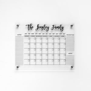 Dry Erase Monthly Calendar, Personalize Wall Planner, Acrylic Family Planner, Weekly Wall Calendar 2023 with Marker,GOLD Text Family Planner