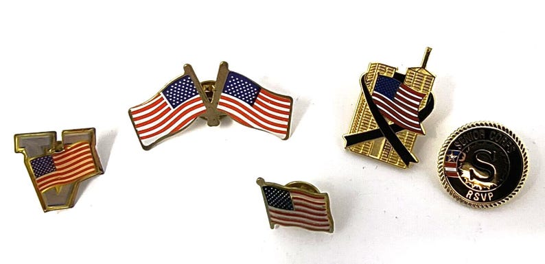 Lot of 5 Collectible PATRIOTIC Pins FLAG Vintage Gold Enamel - Etsy