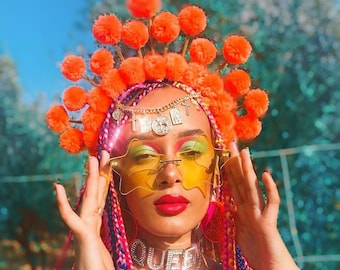 Blue Empress pompom festival headdress