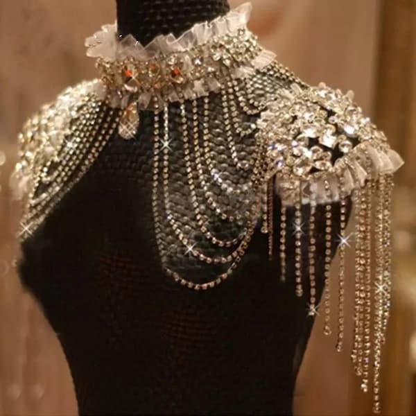 Pearl Body Chain Fashion Shoulder Necklace Bra Jewelry for Costume Party Dance Party Theme Party Gift