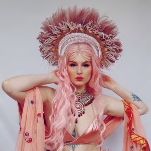Feather sequin festival embellished headdress rave crown image 4