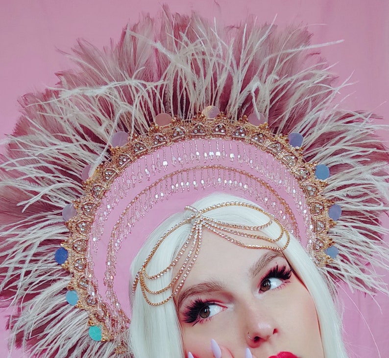 Feather sequin festival embellished headdress rave crown image 3