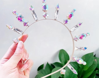 Goddess crystal Luxury Headband Hair Accessories Women Crystal Headband Girls Women Hair Ornaments Headset Bridal Headdress rave festival