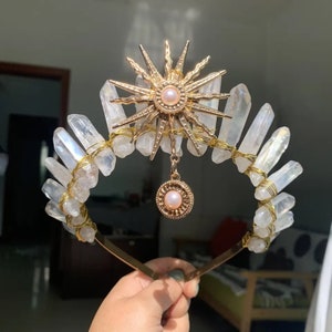 Sunshine crown The sun goddess crystal Tiaras jewelry hair accessories sun headband photography props dress party gifts Festival rave