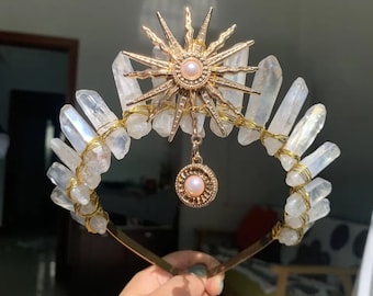 Sunshine crown The sun goddess crystal Tiaras jewelry hair accessories sun headband photography props dress party gifts Festival rave