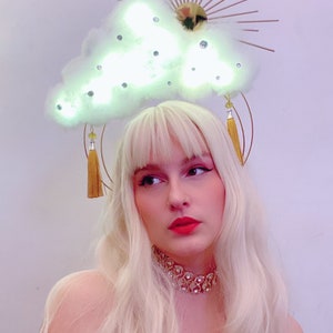 Sunshine Cloud Moon Angel Crown/ Handmade Bespoke Festival Rave Gold ...