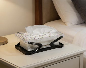 Pudełko na chusteczki w kształcie prostokąta z prawdziwymi kwiatami na chusteczki, Puffs, Tempo, prezent do wystroju domu, regulowane pudełko na chusteczki z możliwością personalizacji imienia, prezent dla babci