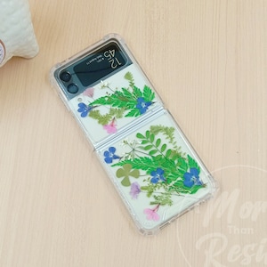 Real pressed fern specimen bumper airbag case for Samsung Z Flip 7 6,S25 Edge S24 Ultra,iPhone 17 16 15 14 Pro Max 16e,Google Pixel 10 9 Pro