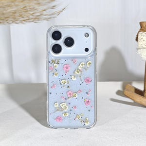 Funda personalizada con nombre y flor rosa brillante para iPhone 17 16 15 14 pro max 16e Air 17e, Google Pixel 9 10, Samsung S26 S25 Ultra FE A16
