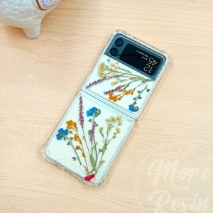 Real pressed Erigeron canadensis bumper case for Samsung Z Flip 7 6,S25 Edge S24 Ultra,iPhone 17 16 15 Pro Max 16e,Google Pixel 10 9 Pro