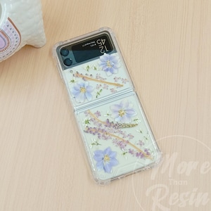 Blue white flower dear of wheat case for Samsung Z Flip 7 6,S25 Edge S24 Ultra,iPhone 17 16 15 14 13 12 Pro Max 16e,Google Pixel 10 9 Pro
