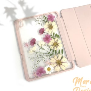 Echte gepresste rosa Sakura Blume Hülle mit Stiftschlitz für iPad Pro 11'' 13'' 2024,iPad mini 7 2024,iPad 11th gen, iPad Air 11'' 13'' 2025