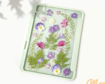 Purple hydrangea pink sakura flowers case with pen slot for iPad Pro 11in 13in 2024 2025,mini 7,iPad 11th 12th gen,iPad Air 2026,iPad A16