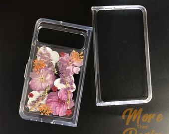 Real pressed pink purple flower phone case for Google Pixel 9 10 Pro,iPhone 17 16 15 14 Pro Max 17e, Samsung Z Flip 7,S25 Edge S26 Ultra A16