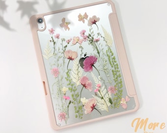 Pink sakura ocean flower case with pen slot for iPad Pro 11in 13in 2024 2025,iPad mini 7,iPad 11th 12th gen,iPad Air 2025 2026