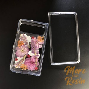 Real pressed pink purple flower phone case for Google Pixel 9 10 Pro,iPhone 17 16 15 14 13 Pro Max, Samsung Z Flip 7,S25 Edge S24 Ultra A16