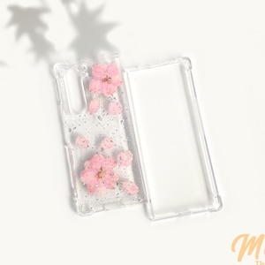Real pink  dried flower case for Samsung Z Flip 7 65,S25 Edge S23 S24 Ultra,iPhone 17 16 15 14 13 12 Pro Max 16e,Google Pixel 10 9 Pro