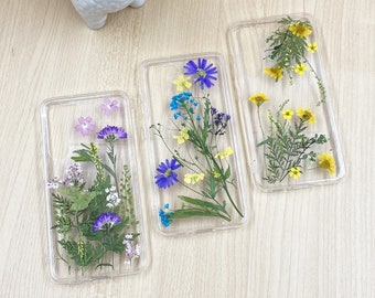 Dried pressed grass & flower phone case, for Samsung S23 S24 Plus Ultra case, iPhone 11 12 13 14 15 pro max case,Google Pixel 7a 8 pro case