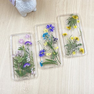 Dried pressed grass & flower phone case for Samsung S25 Edge S23 S24 Ultra A16 A56, iPhone 16 15 14 Pro Max 16e, Google Pixel 10 9 Pro 9A
