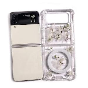 Pressed light yellow flower magnetic phone case for Samsung Z Flip Fold 7 6,iPhone 17 16 15 14 Pro Max 16e 17e,Samsung S25 Edge S26 Ultra image 7