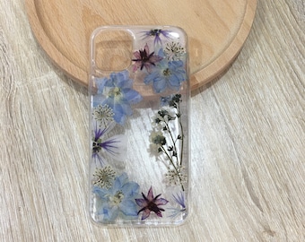 iPhone 15 14 13 12 Pro, gepresste echte getrocknete Blumen Handyhülle Samsung S24 S23, Google Pixel 6 Hülle, Samsung Galaxy Z Flip 5 4 Hülle