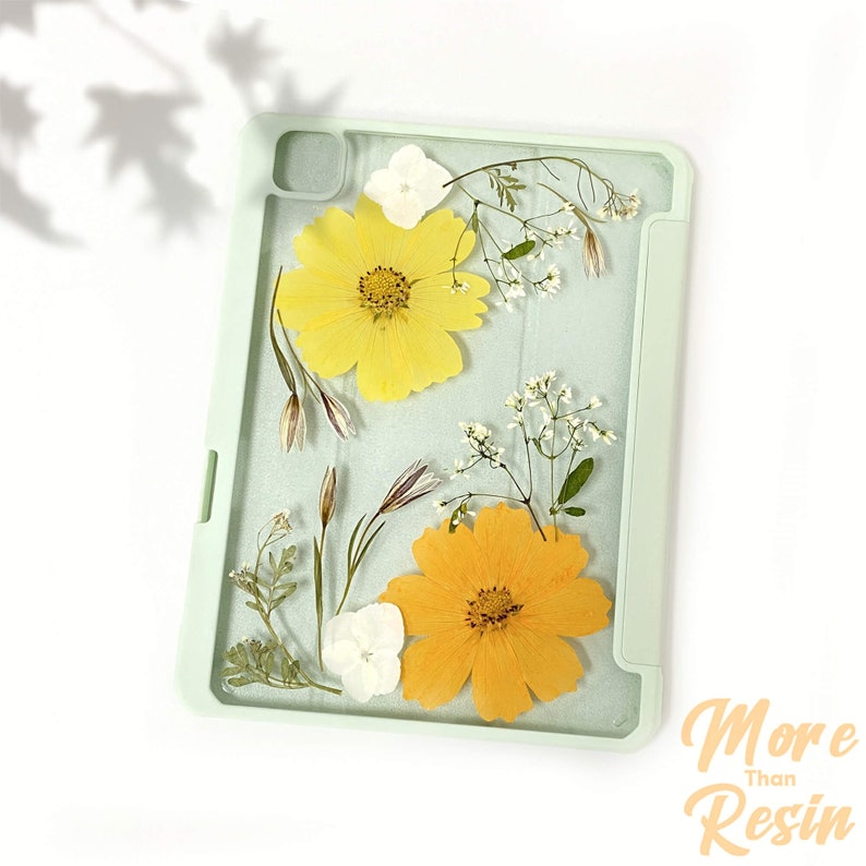 Orange yellow cosmos flower iPad Air 2022 case with pen slot for iPad mini 6,iPad 10,iPad 2022,iPad Air 4,iPad pro 2022, resin iPad case image 1