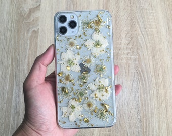 Hand Pressed True Flower Phone Case for iPhone 17 16 15 14 pro max Air 16e 17e,Samsung S26 S25 Ultra A16,Google Pixel 9 10 pro