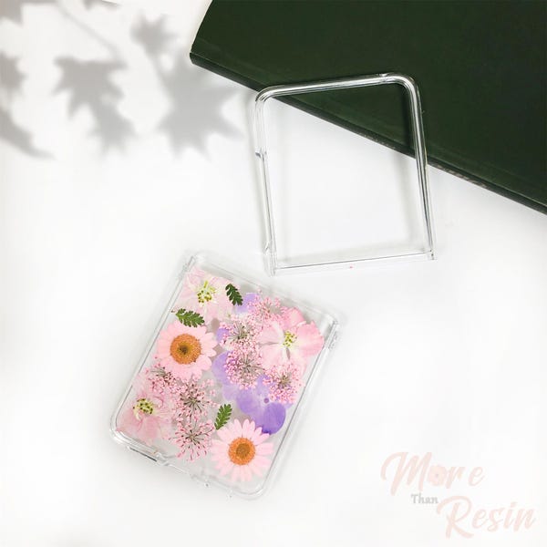 Real pressed pink daisy flower phone case for Motorola razr+ 2026 2025,edge,moto g power stylus, Redmi Note 13 14 Pro, Xiaomi 15,OnePlus 13R