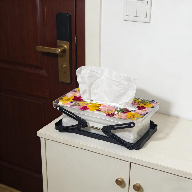 Pudełko na chusteczki w kształcie prostokąta z imieniem w kolorze żółtym i różowym na chusteczki higieniczne, Puffs, Tempo, prezent do dekoracji domu dla babci, regulowane pudełko na chusteczki sprężynowe zdjęcie 1