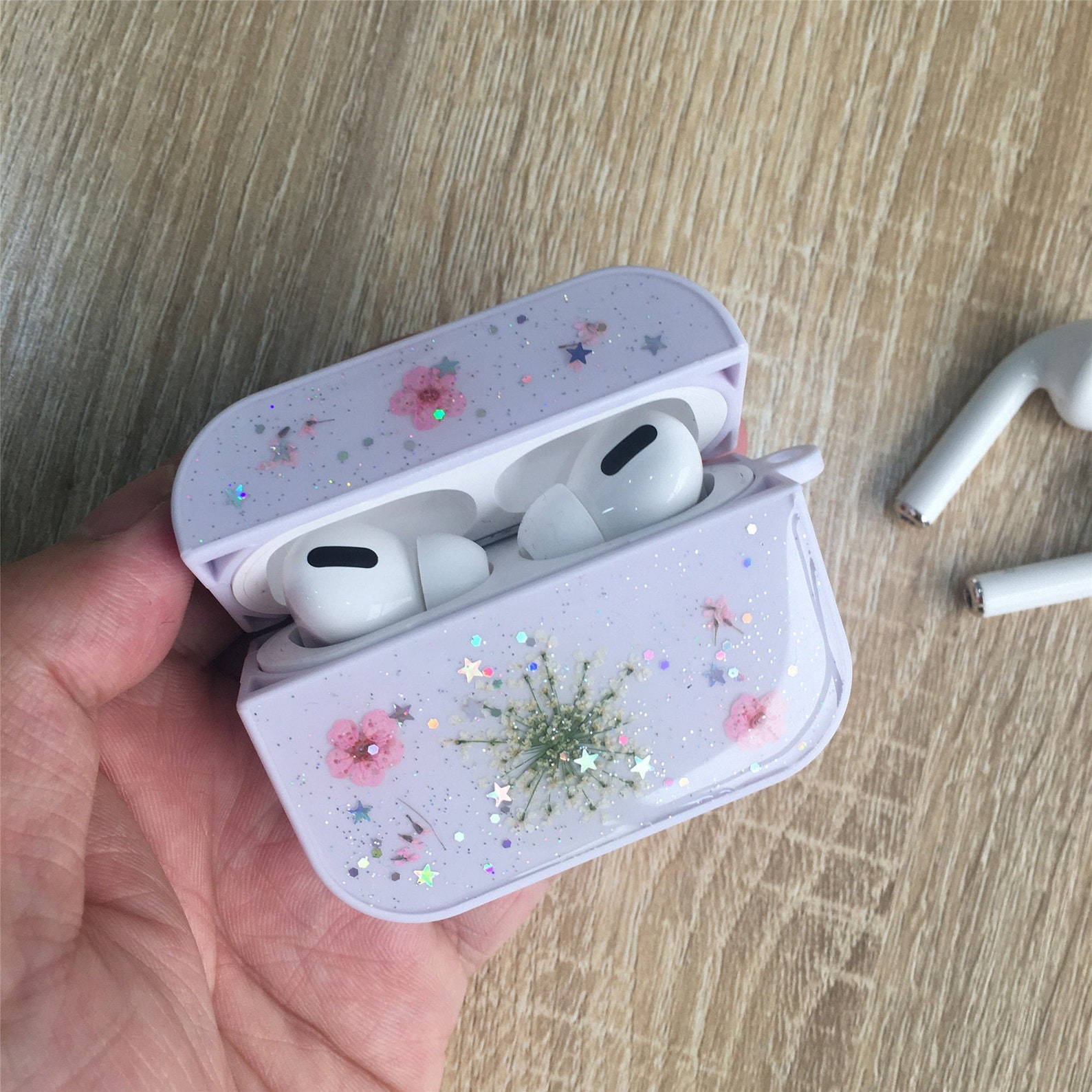 Airpods Pro Case Pressed Real Dried Pink Flower Airpod Floral Etsy