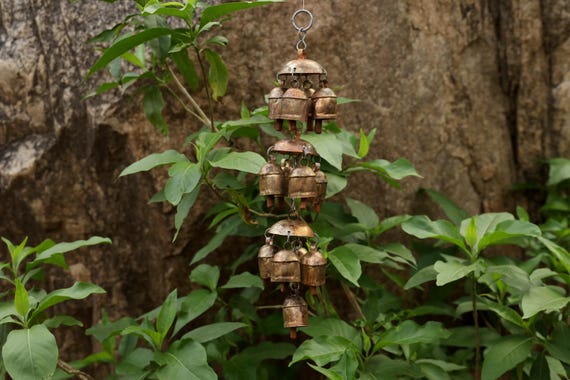Vintage Chandelier Wind Chime, Hanging Metal Bell Decor, Rustic Farmhouse Garden Porch Patio Gift