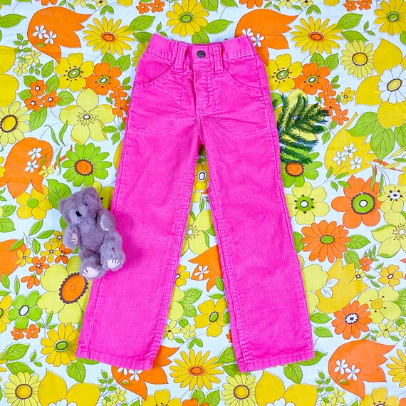 80s Vintage Hot Pink Girls Corduroy 