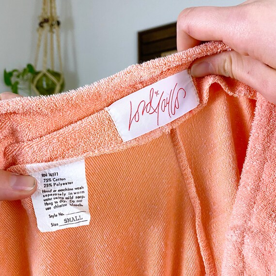 70s Vintage Peach Terry Cloth Lord and Taylor Zip… - image 5