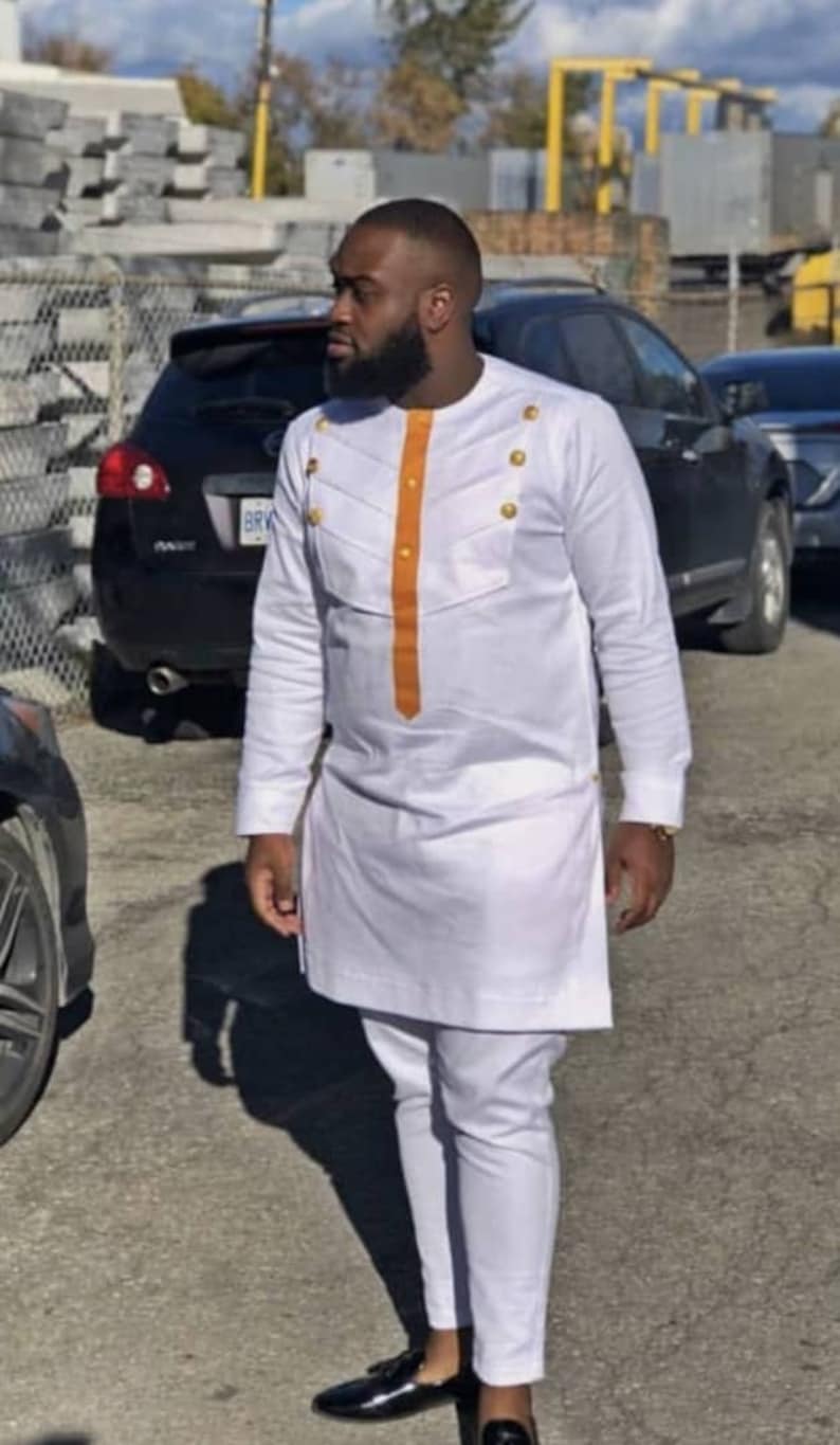 Ansah White African Men Clothing Dashiki Wedding Suit Two | Etsy