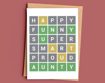Funny Aunty Card, Word Game Inspired Aunt Card, Birthday Card for Aunty, Cute Puzzle Greeting Card